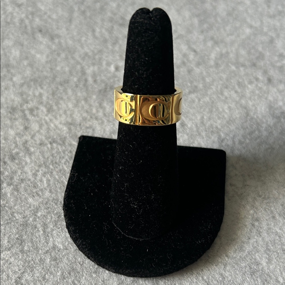 Coach Gold Plated Signature C Logo Wide Band Ring - Picture 6 of 9